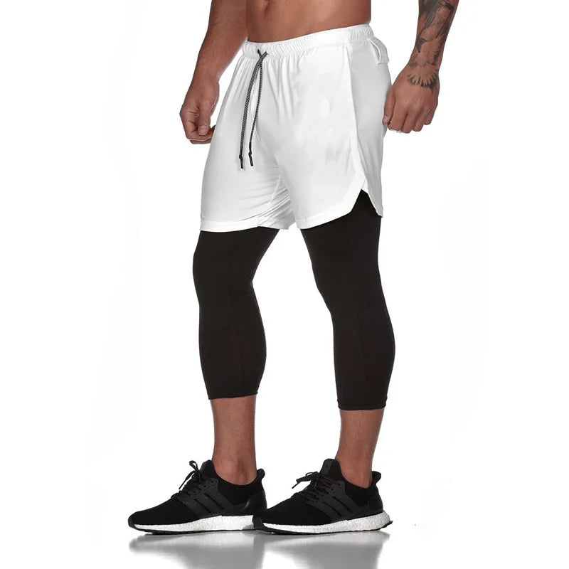 Men’s 2 In 1 Running Pants Jogging Quick Drying Training Sport Pants Double Layer Sweatpants Beach Board Gym Fitness Pant