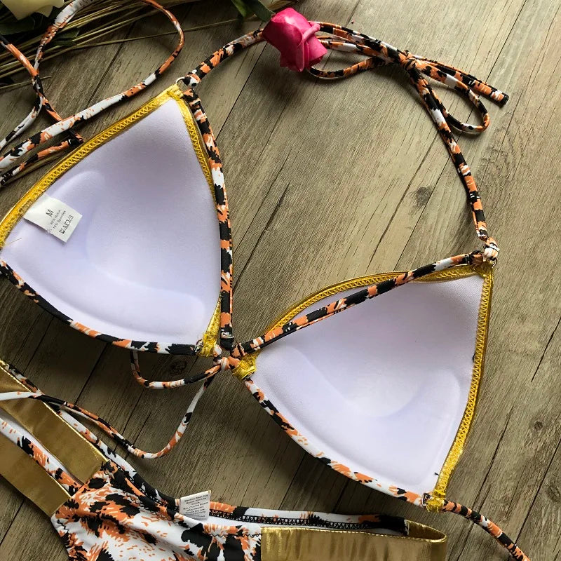 Gold Stamping Women Bikini Set Padded Women Swimsuit Push Up Bikini Swimwear Summer Beachwear Brazil Bathing Suit