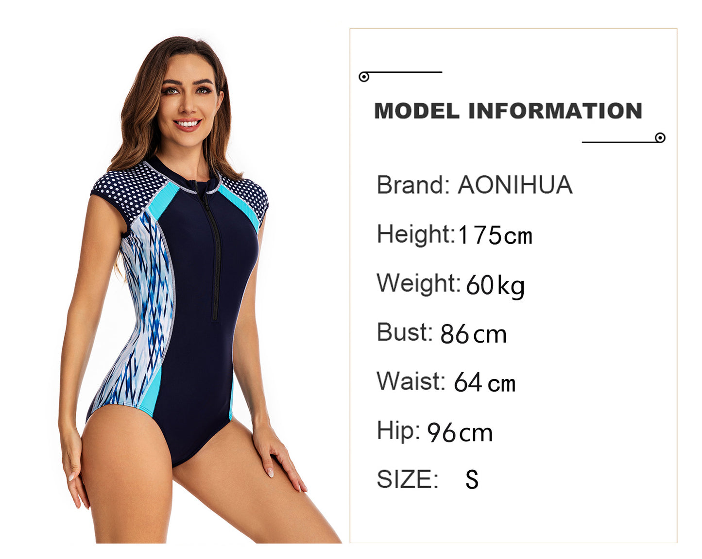 Women's Color Block Zipper Front Rashguard One Piece Swimsuit Swimwear Athletic Sports Swimwear Bathing Suit Rash Guards Sunsuit