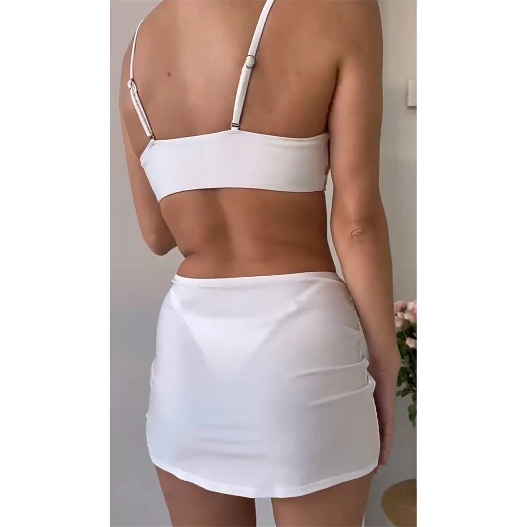 With Skirt Metal Star High Leg Cut Bikini Women Swimwear Female Swimsuit Three-pieces Bikini set Bather Bathing Suit Swim