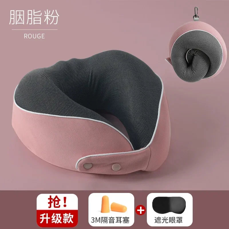 Travel Pillow Memory Foam Neck Support Flight Comfortable Head Cushion Support Neck Pillow Accessories for Sleep Rest Airplane
