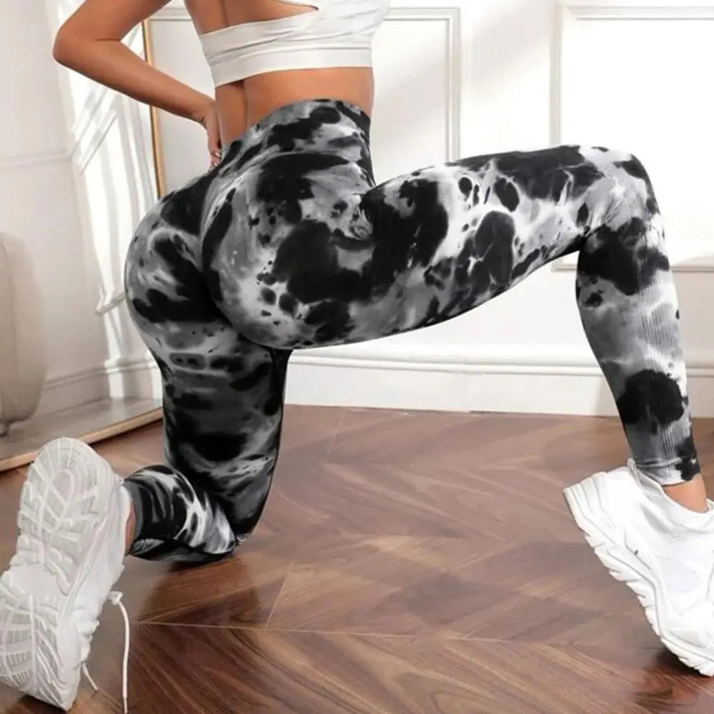 3D Print Tie Dye Sports Pants Women Seamless Leggings High Waist Fitness Push Up Leggings Gym Clothing Workout Tights