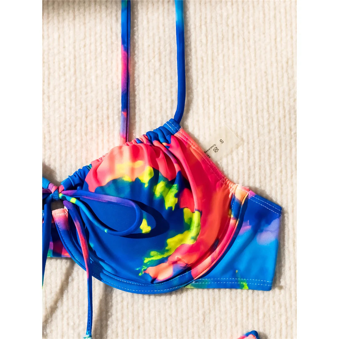 Colorful Printed Underwired Brazilian Bikini Female Swimsuit Women Swimwear Two-pieces Bikini set Bather Bathing Suit Swim