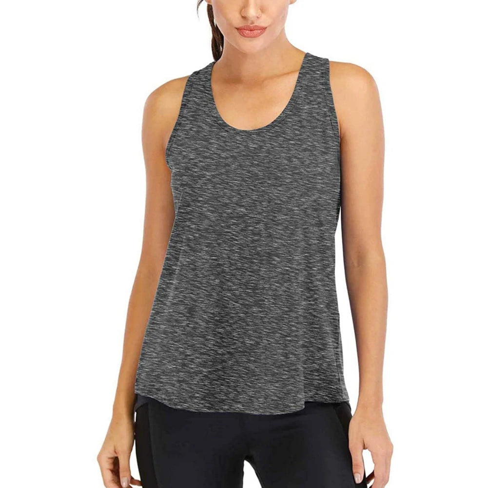Summer Quick-dry Yoga Fitness Tank Top For Women Solid Color Soft Breathable Racerback Sleeveless Loose Fit Casual Sports Vest