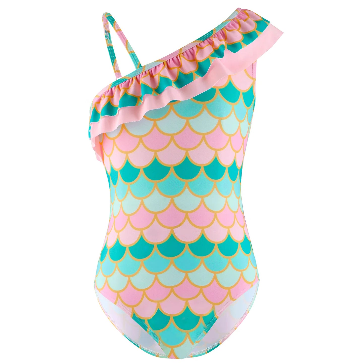 3D Printed Kids Mermaid Swimsuit Girls Mermaid Costume Flounce Sleeves Summer Bathing Suit Pool Beach Party Swimwear Children