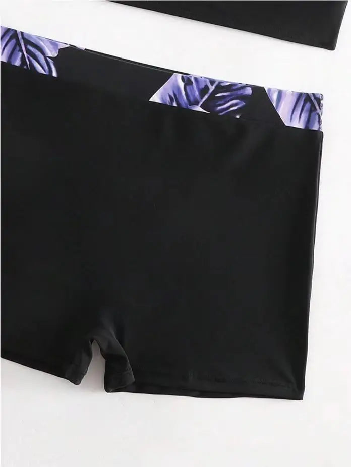 Push Up Bikinis Set Swimwear Women Leaf Print Swimsuit Summer Beach Wear Tankini Bathing Suit