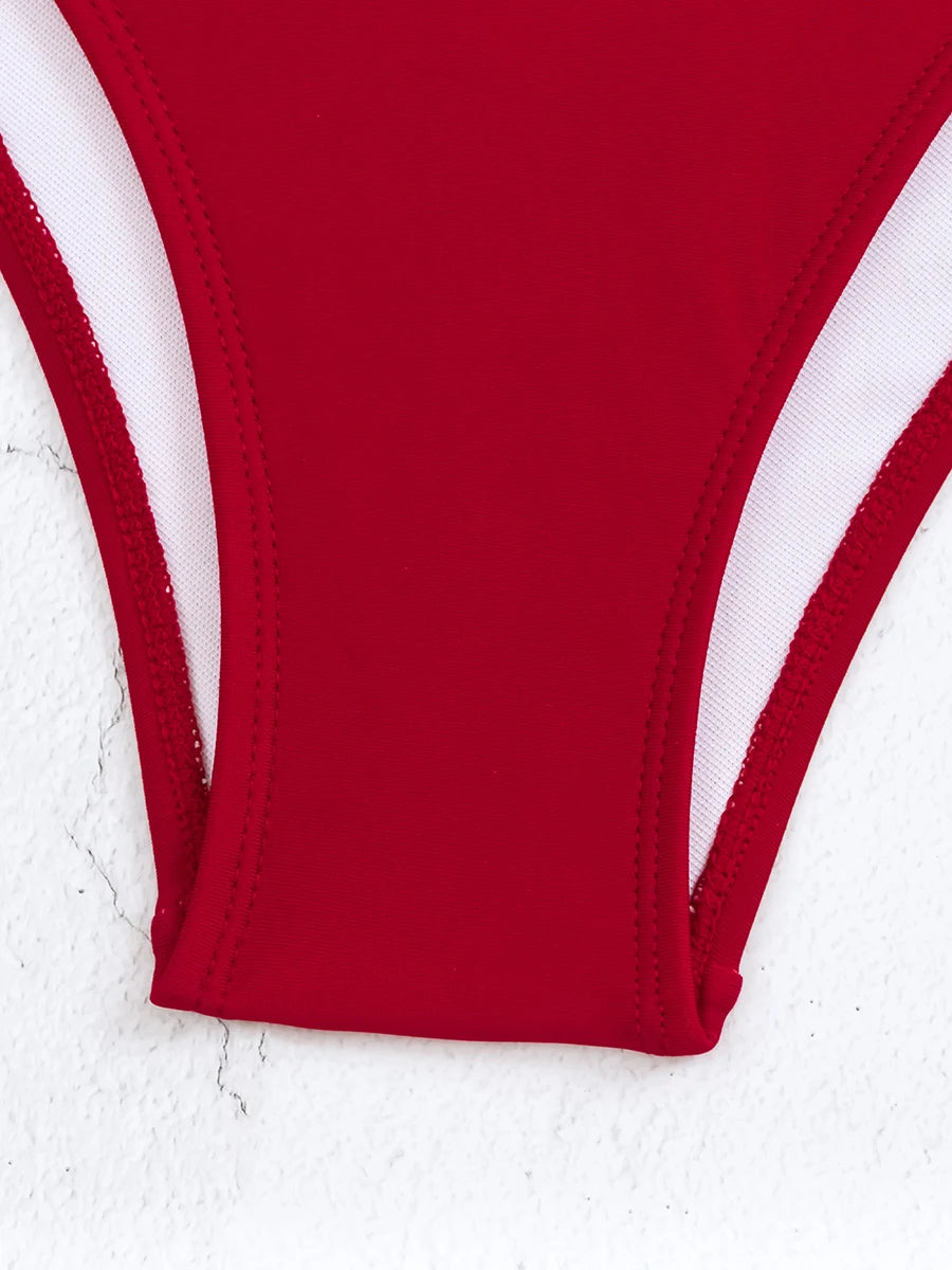 Chain Link Swimsuit Women One Piece Solid Hollow Out Swimwear Female Bathers Bathing Swimming Swim Suit Beachwear