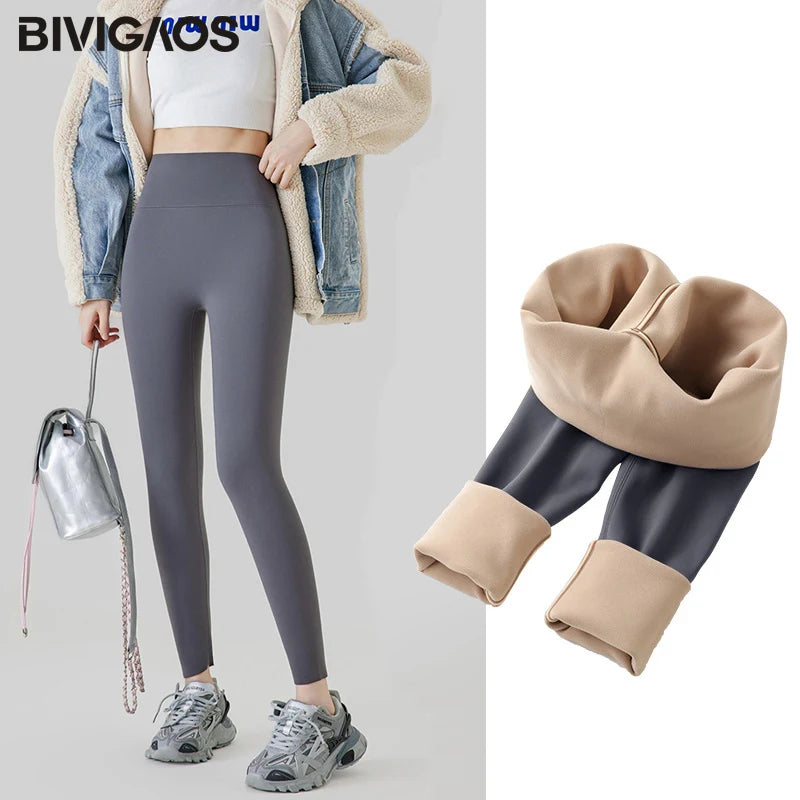 Autumn High Waist Seamless Rabbit Fleece Shark Leggings Women Winter Clothes Warm Leggings Slim Casual Leggings