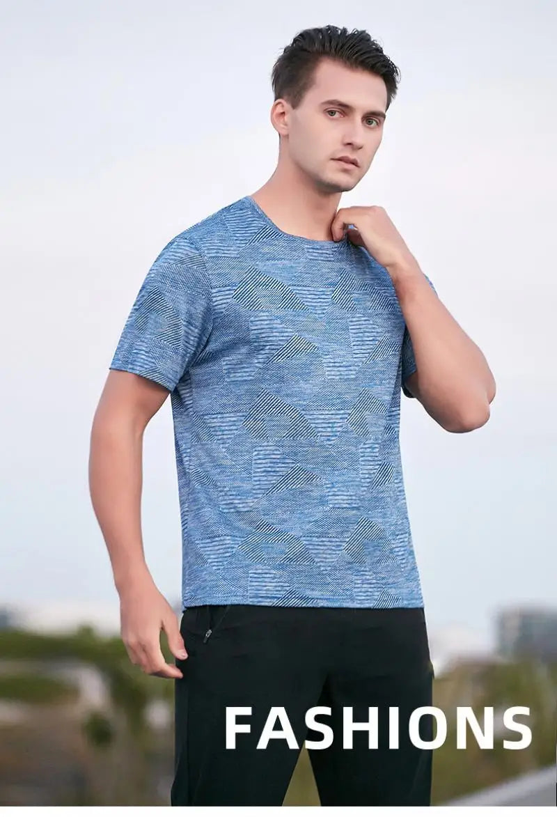 (M-5XL)Men Loose Fit Quick Dry Sport T-Shirt Running Football Basketball Gym Short Sleeve Tee Shirt Breathable Fitness Tops