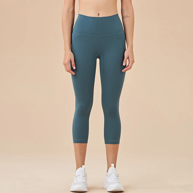 Women's High-Waisted Capri Yoga Leggings with Hidden Pocket