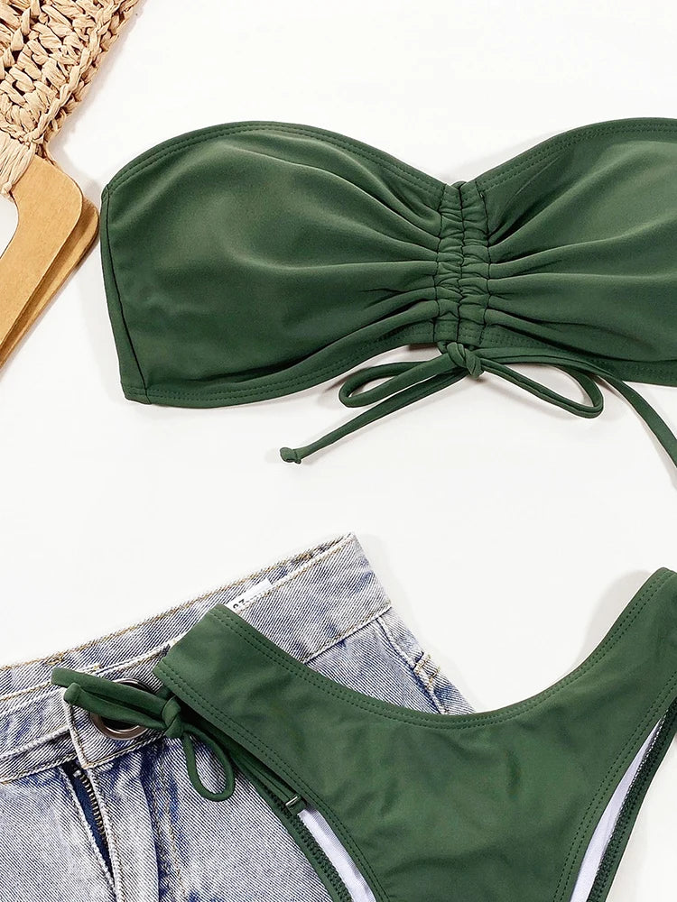 Bikini Green Swimsuit Women Swimwear Bathing Suit Thong Brazilian Biquini Woman Beachwear Summer