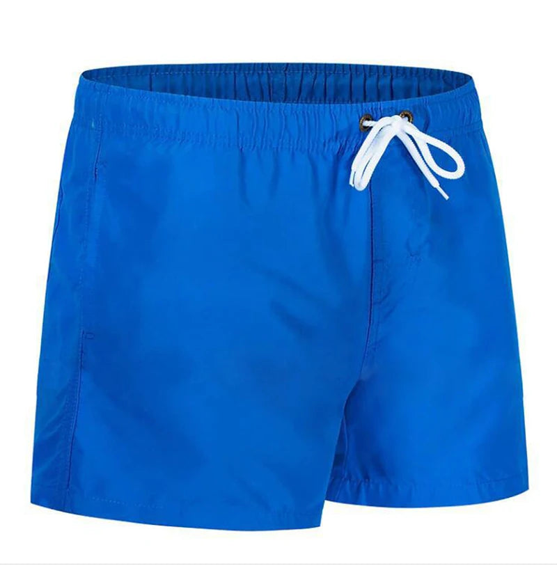 Mens Swim Trunks with Mesh Lining Side Pockets Solid Beach Shorts Quick Dry Lightweight Drawstring Board Shorts Summer Swimwear