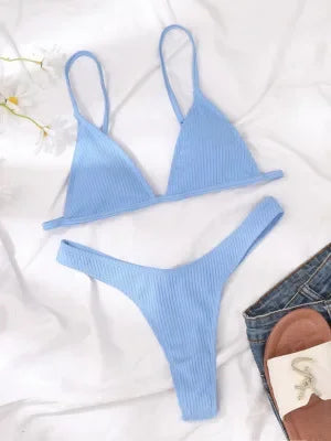 Women's solid color European and American Micro bikini swimwear Bathers