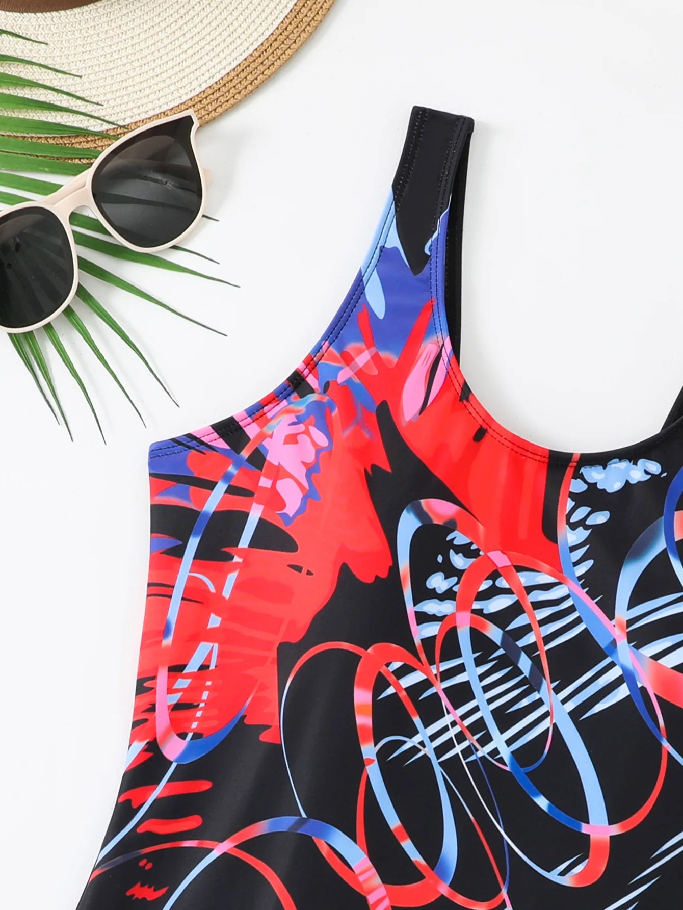 Women One-piece Sports Swimwear Sport Swimsuit Blue Print Athletic Boyleg Swimwear Open Back Beach Wear Fitness Bathing Suits