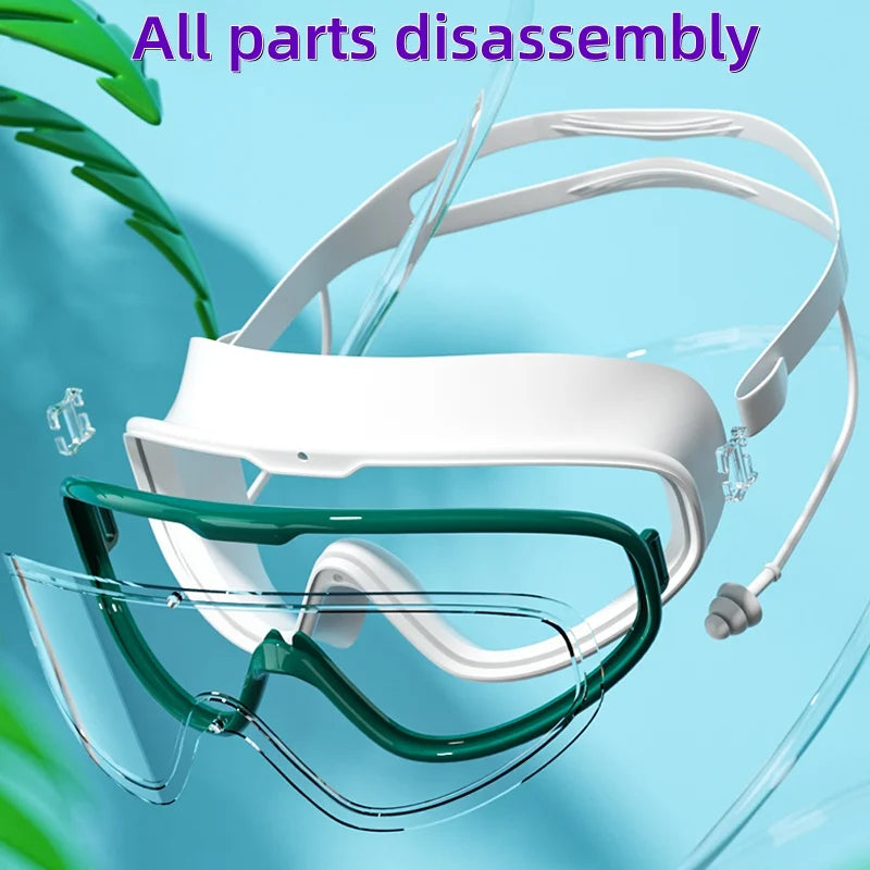 Kids Swimming Goggles with Big Frame, HD Lens and Anti-fog, Waterproof Children's Swim Goggles for Boys and Girls