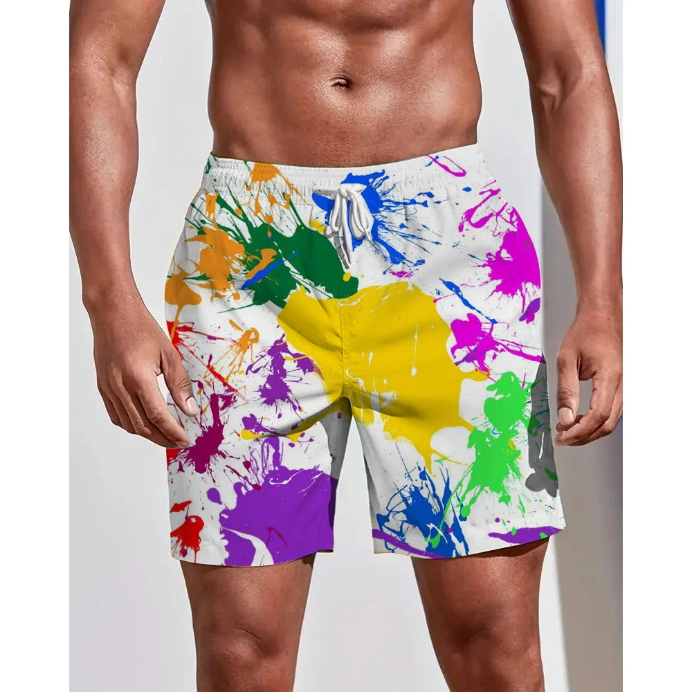 Summer Seasons Rendering Shorts Graffiti 3D Printing Men's Beach Pants Swimming Comfortable Quick Drying Fashion Youth Loose Men