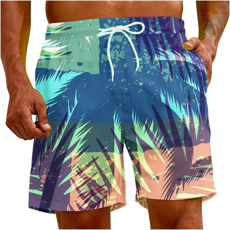Beach Shorts For Men 3d Printing Tropical Plants Surf Board Shorts Quick Dry Summer Holiday Swimming Trunks