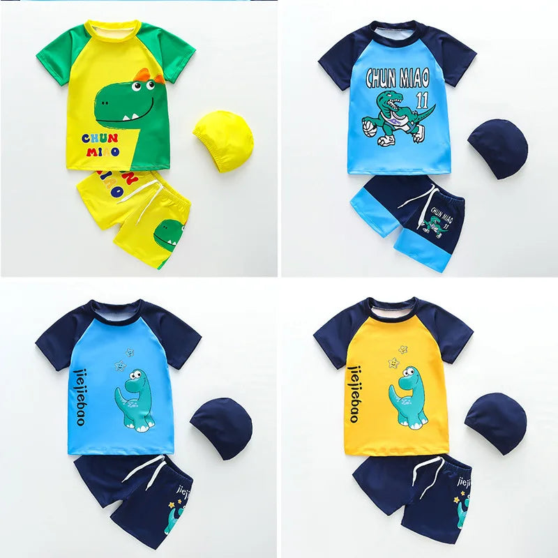 Boys Swimwear Two Pieces Swimsuits Toddler Boys Floating Suit Children Surfing Suit Kids Cartoon Beach Wear Swimming Trunks