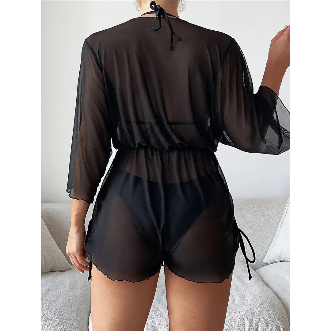 3 PCS Halter Bikini Women Swimwear Female Swimsuit Three-pieces Bikini set With Cover Up Bather Bathing Suit Swim Lady