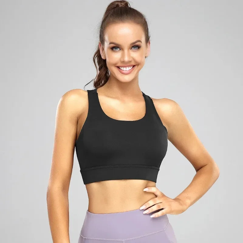 PofyBofy Bounce Control Running Crop Bra Shockproof Yoga Crop Top Running Crops Build-in Sports Crops Gym Bras Fitness Active