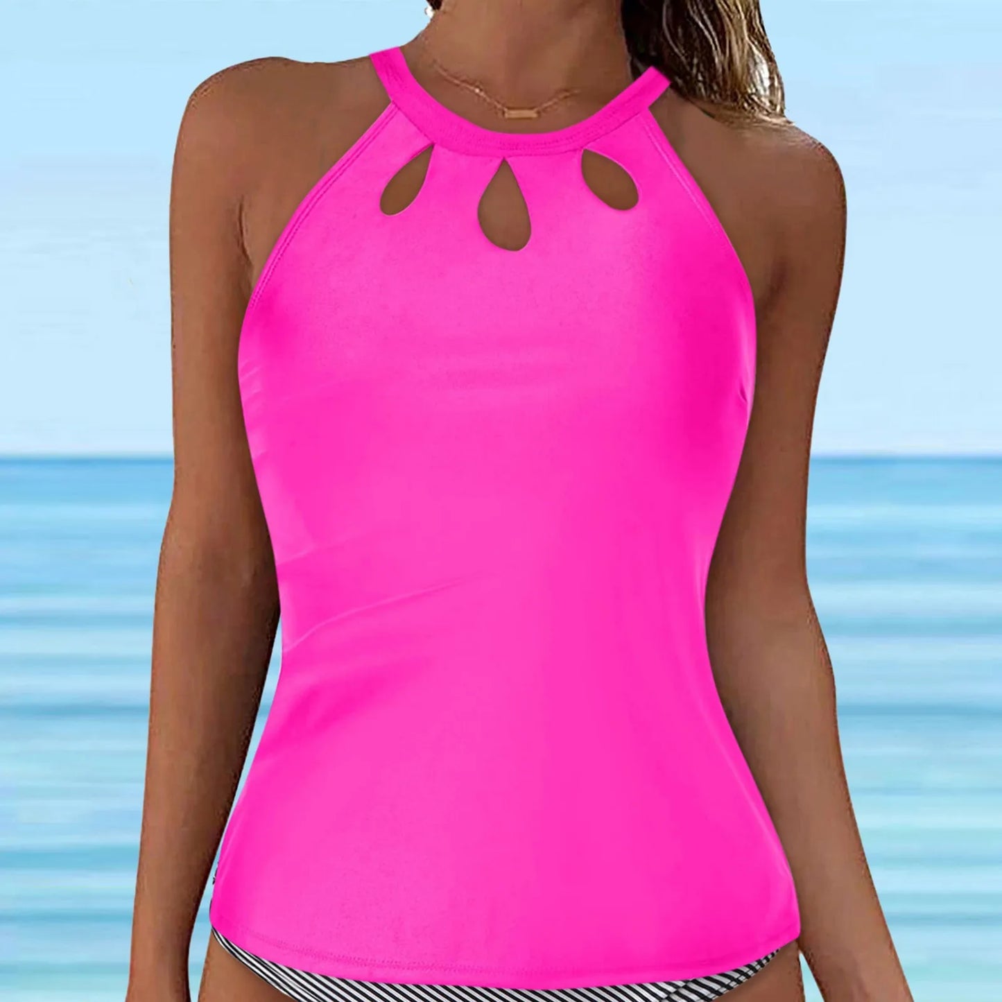 Women Retro Flower Printed Lace Up Swimwear Tankinis Tops Underwire Full Coverage Bikini Top Sleeveless Push Up Bikini