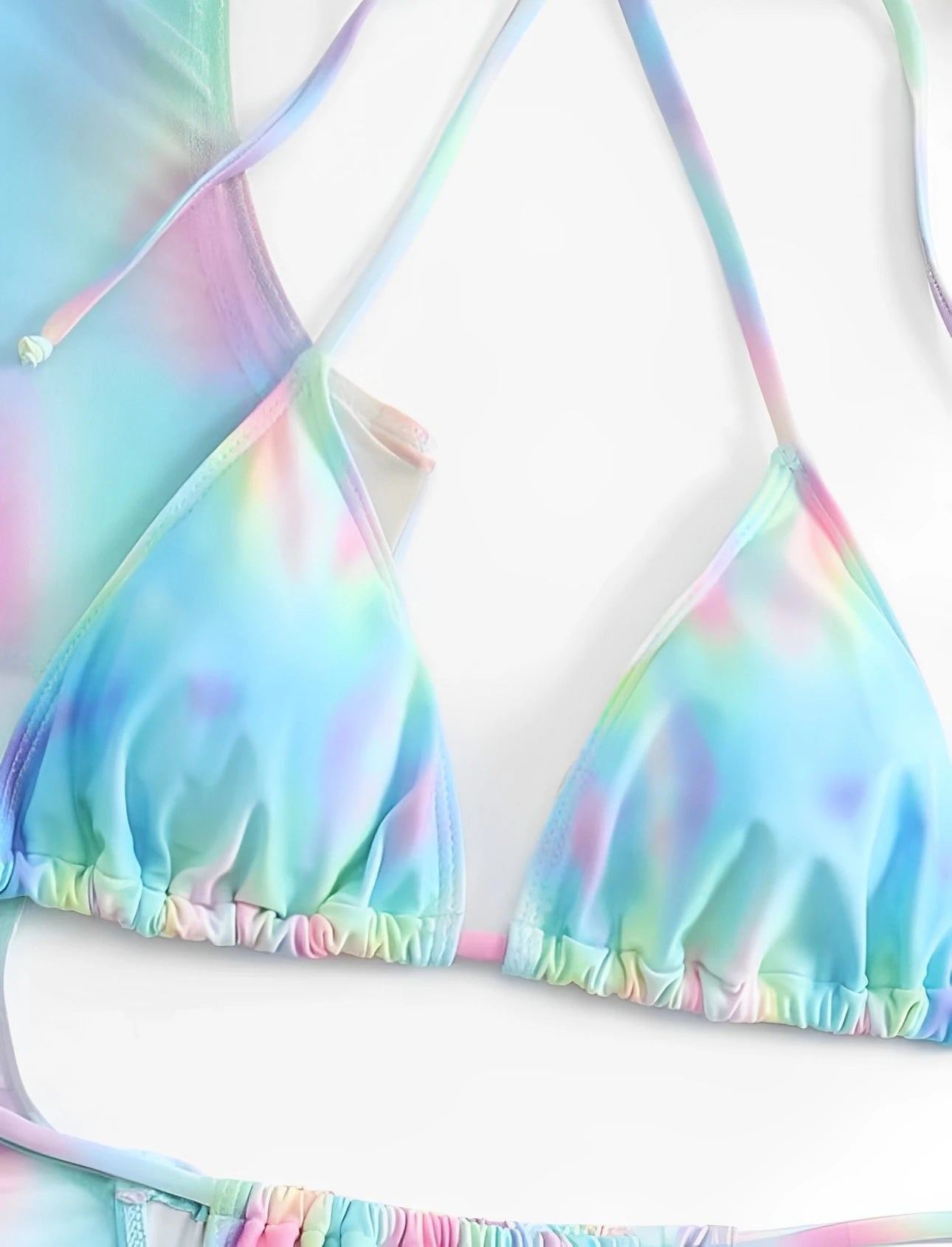3 Pieces Tie Dye Bikini Women & Drawstring Cutout Cover Up Dress Swimsuit Swimwear Female Bathing Swimming Swim Suit