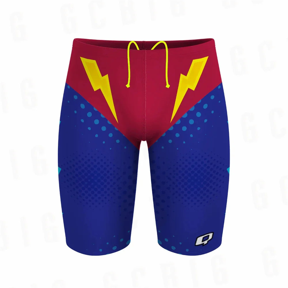 Summer Men's Swimming Trunks Racing Swim Jammers Swimsuit Surfing Shorts Quick-Drying Chlorine-Resistant Lycras Swim Shorts