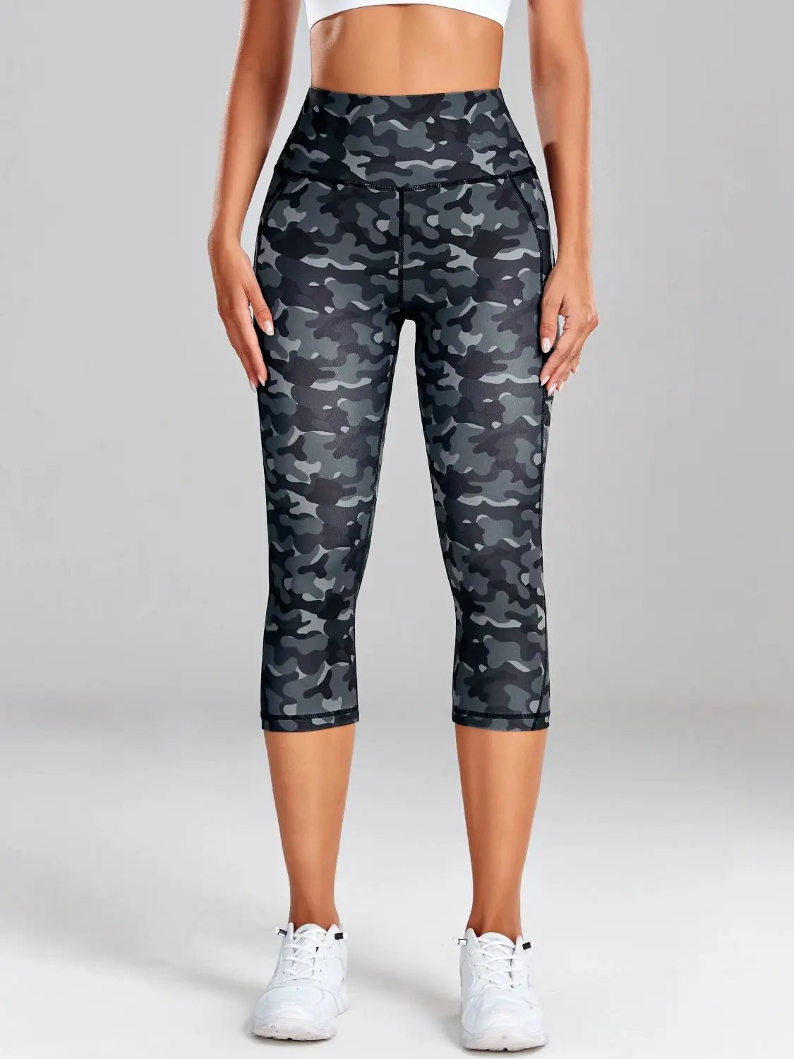 3/4 Sport Pants Women Pockets Capris Pant Leopard Female Leggings Fitness Gym High Waist Leggins Cropped Leggings