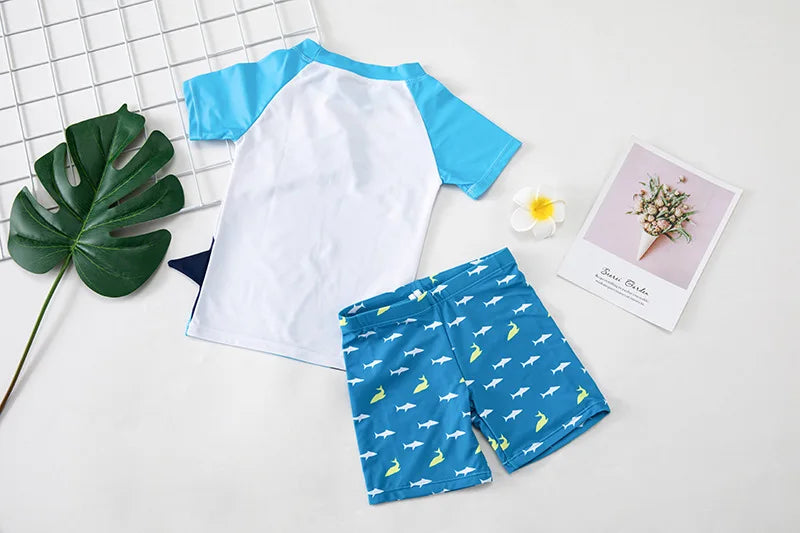 Swimsuit Boys UPF50 Baby Swimwear Shark Dinosaur UV Bathing Suit for Boy 3 Pcs Toddler Surfing Diving Suit Children's Rash Guard