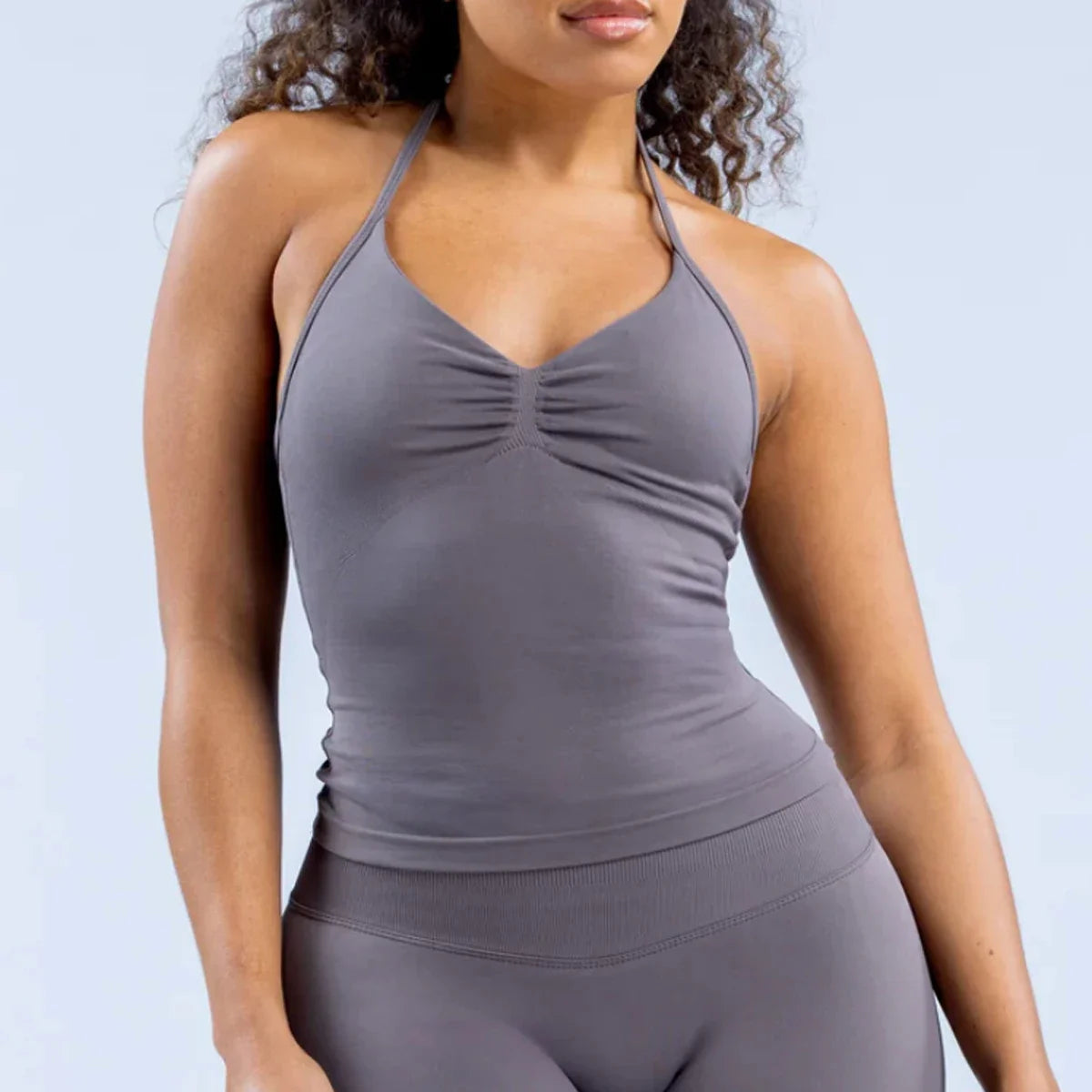 Longline Strappy Top Women Halterneck Yoga Top Shirts Seamless Workout Gym Top Fitness Sweatshirts Gym Clothing