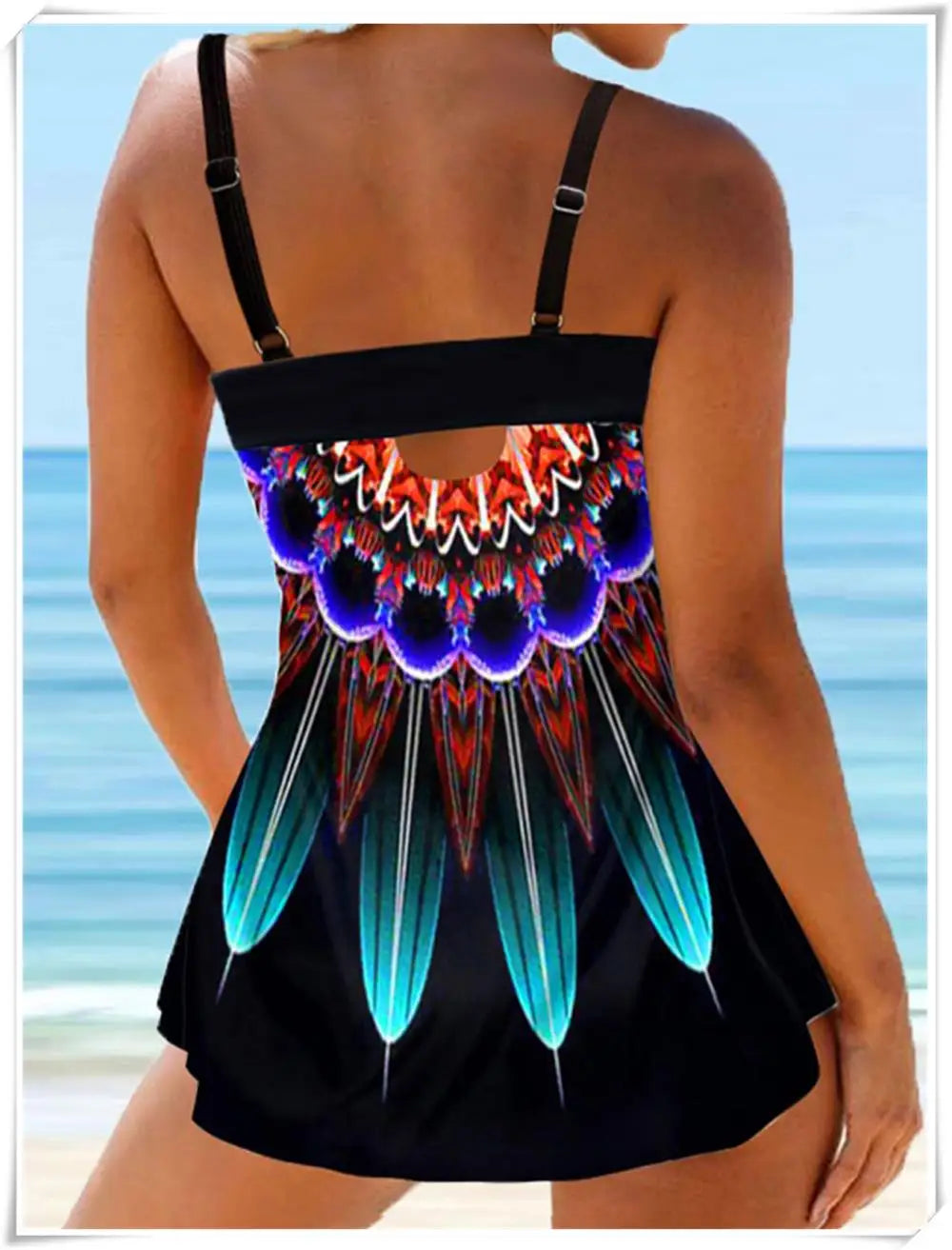 Multi Color Printed Tankini Two Piece Swimsuit Women Push Up Swimwear Female Sports Bathing Suit Beachwear Swimming Summer