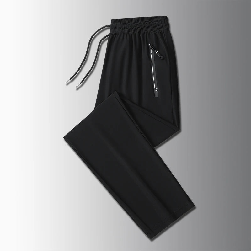 Running Pants Jogging Casual Summer Thin Elastic Sweatpants Quick Dry Ice Silk Straight Pants Sports Gym Breathable Men Trousers