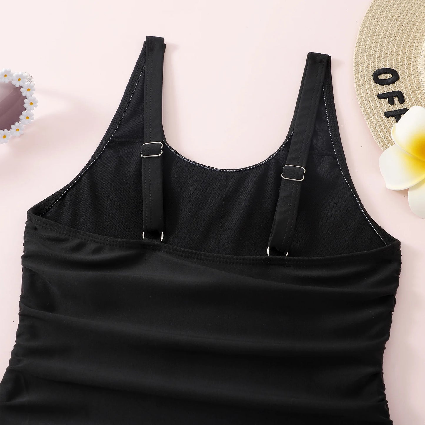 Black Girls One Piece Swimsuit 7-12 Year Kids Swim Suit Teenage Children's Swimwear Drawstring Bathing Suits Beach Bodysuit