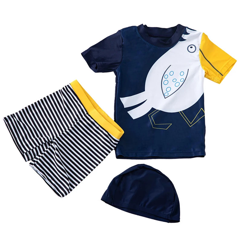 Swimsuit Boys UPF50 Baby Swimwear Shark Dinosaur UV Bathing Suit for Boy 3 Pcs Toddler Surfing Diving Suit Children's Rash Guard