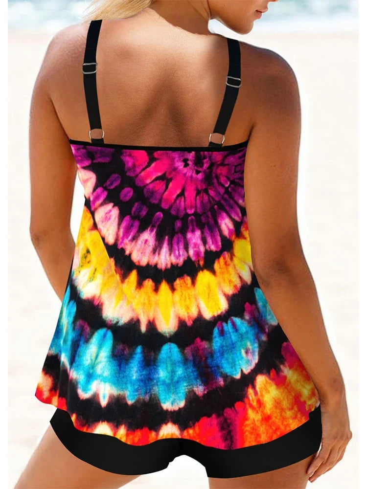 Women's Fashion Casual Ice Block Checkered Print Women's Vacation Swimwear Swimwear Two Piece Bikini Set S-6XL