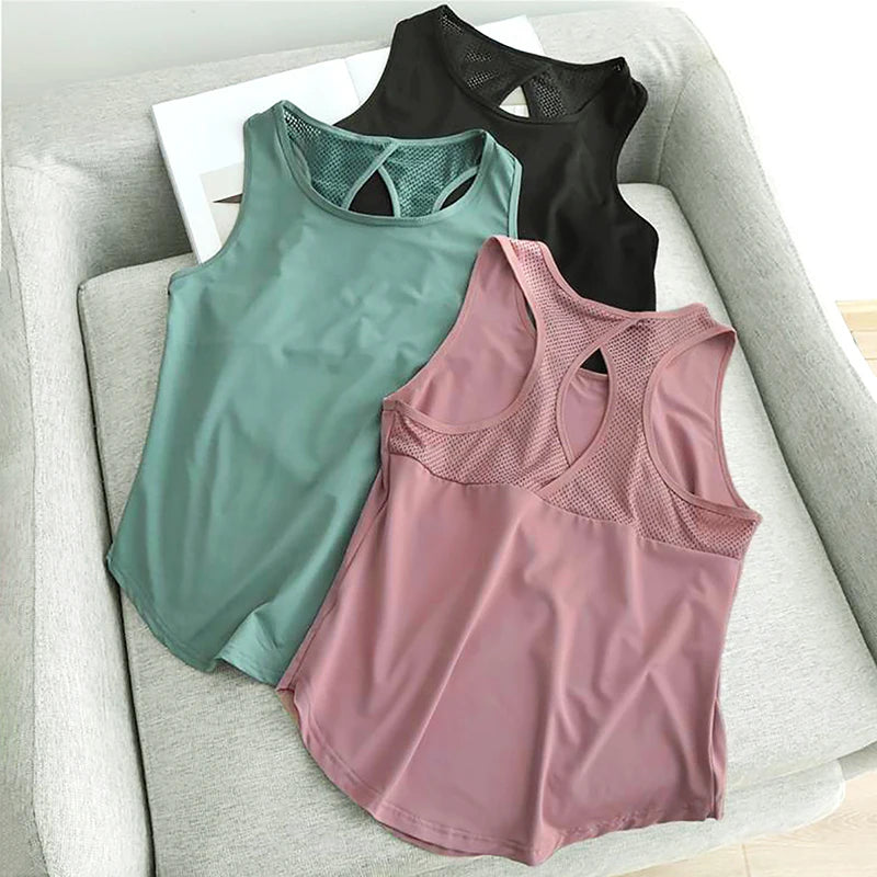 Yoga Clothing Women Sports Tops Hoodie Loose Sleeveless Running Training Quick Dry T-Shirt Outside Fitness Tank Tops