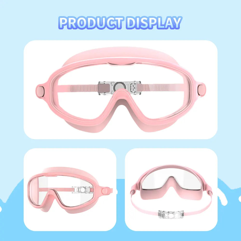 Swimming Goggles for Kids Boys and Girls HD Waterproof and Anti-Fog Electroplating Large Frame Swim Goggles Swimming Accessories