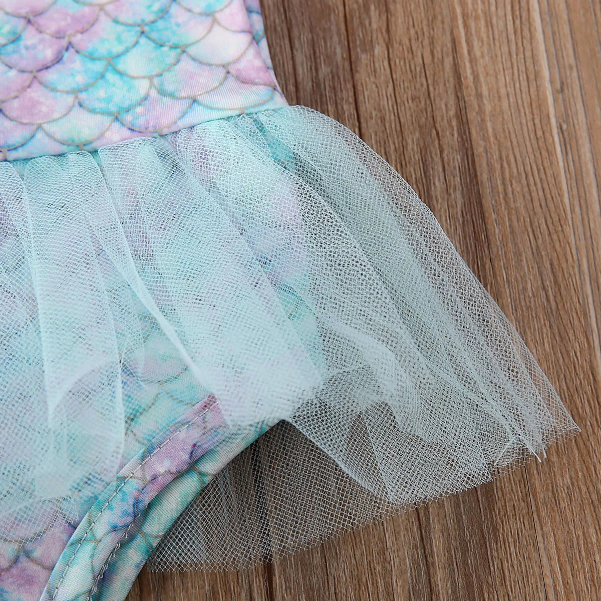 Baby Girls Mermaid Swimwear Fish Scale Swimsuits Ruffled Sleeveless Bathing Suit with Tutu Skirt