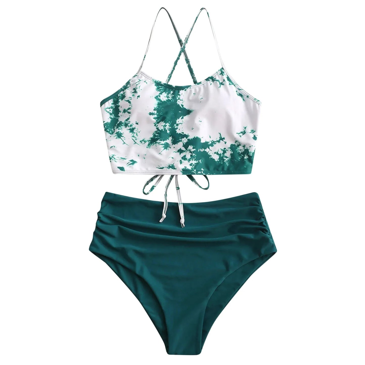 Women's Bikini Swimsuit Sunflower Swimwear Set Swimsuit Tie-dye Two Push-Up Print Piece Swimwear Ruffle Bikini Top