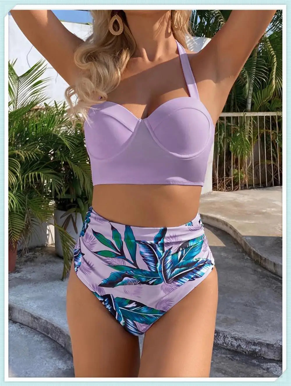 Push Up Swimsuit Women High Waist Bikini Set Butterfly Print Swimwear Female Padded Bathing Suit Swimming Beachwear Summer