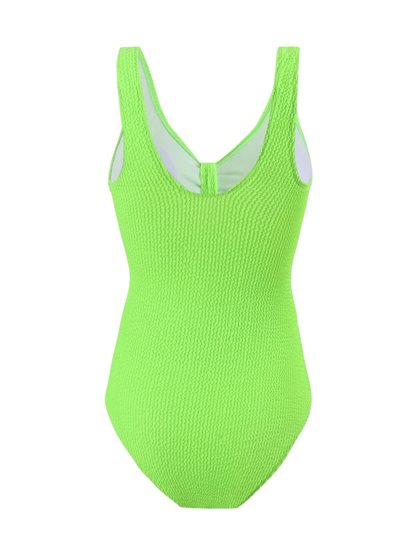 Scoop Neck One Piece Swimsuit Woman Backless Bodysuit Crinkle Swimwear Beach Wear Blue Bathing Suits Ladies Holiday Summer