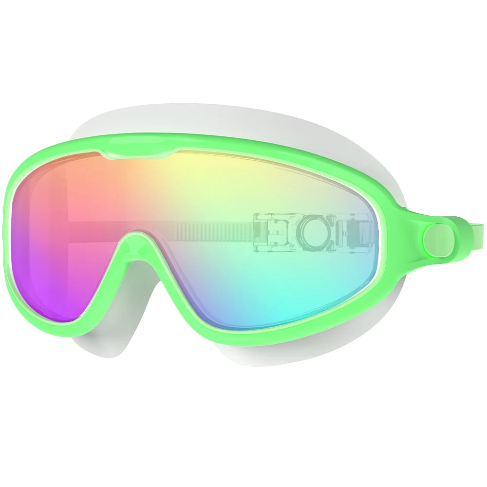 Swimming Goggles for Kids Boys and Girls HD Waterproof and Anti-Fog Electroplating Large Frame Swim Goggles Swimming Accessories