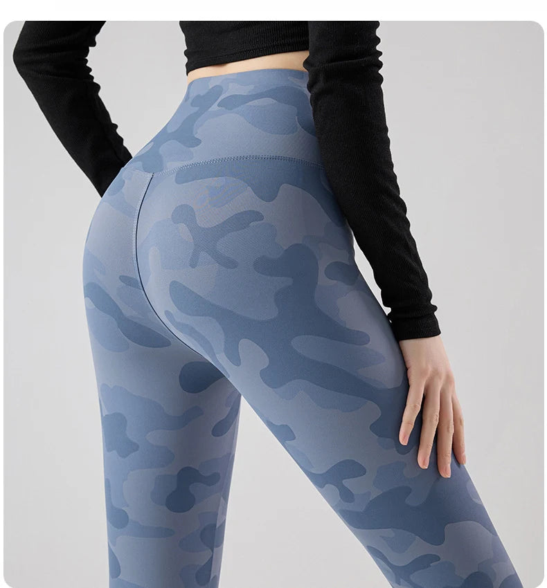 BIVIGAOS Spring Summer Seamless Camouflage Sharkskin Leggings Women Fashion High Waist Casual Sports Tights Fitness Leggings