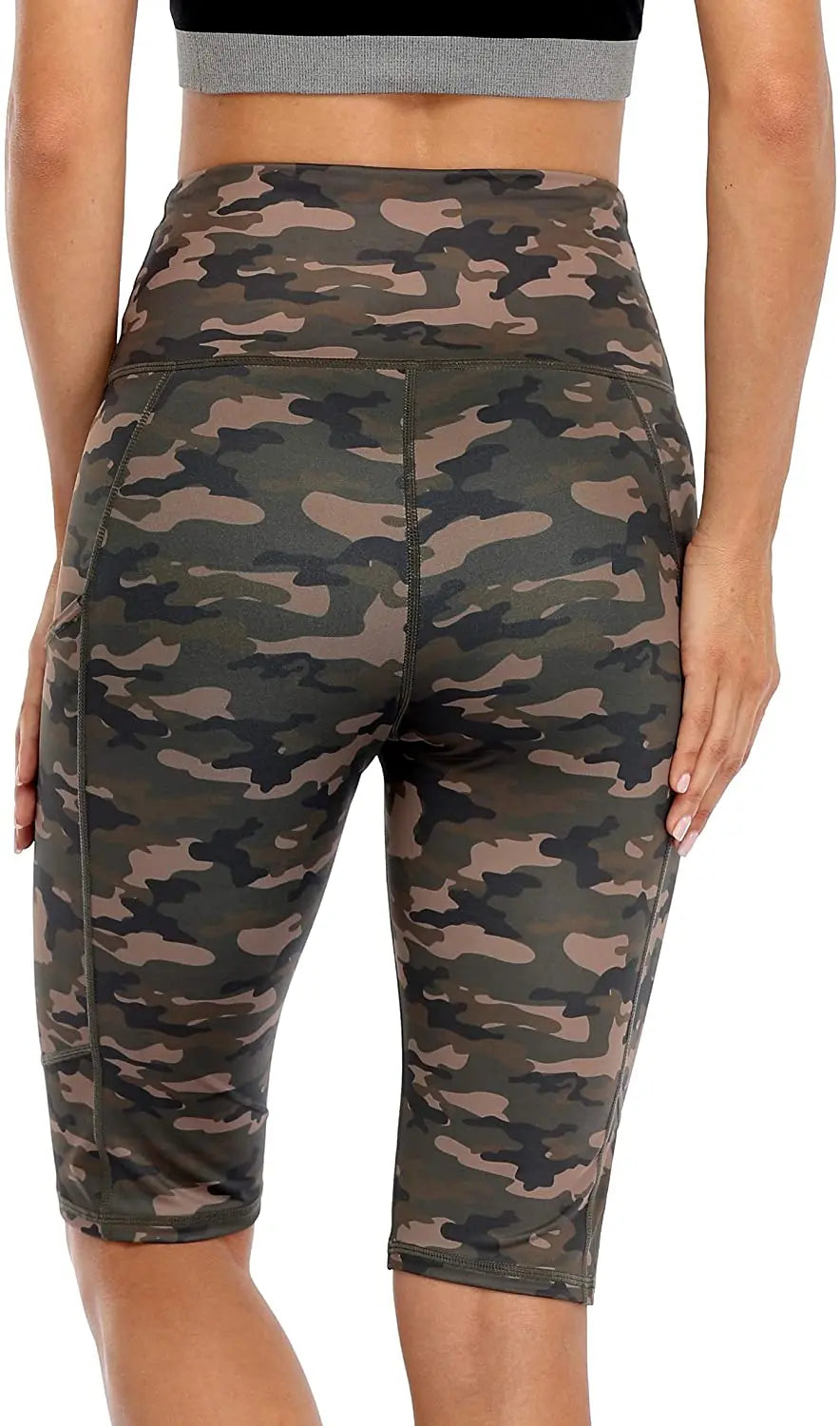 Anfilia Women Yoga Shorts Jogging Running Sports Shorts High-waist with Side Pockets Workout Shorts