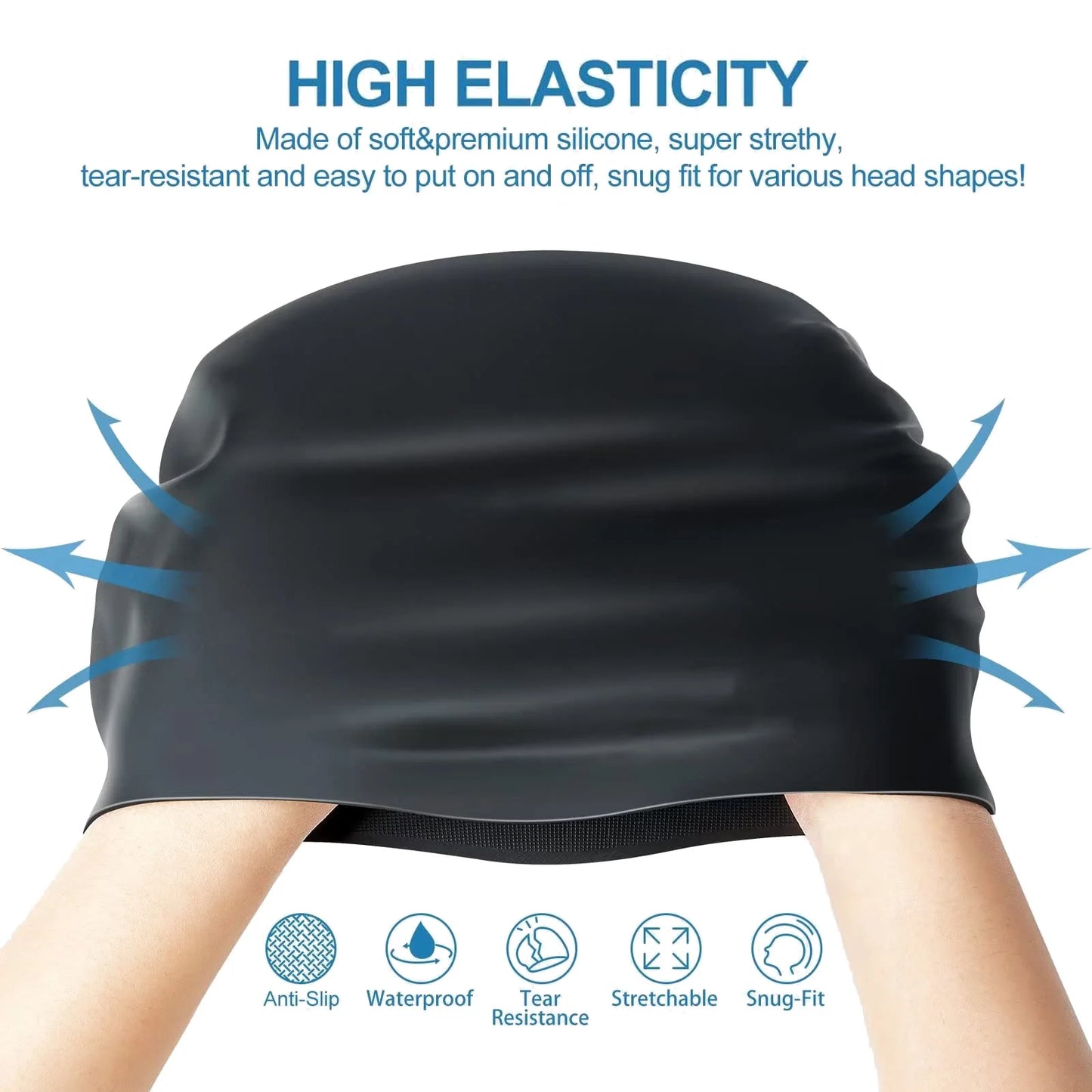 Kids Swim Goggles and Silicone Swim Cap set with Nose Clip Earplugs,Waterproof No Leaking Anti Fog UV Protection for Boys Girls