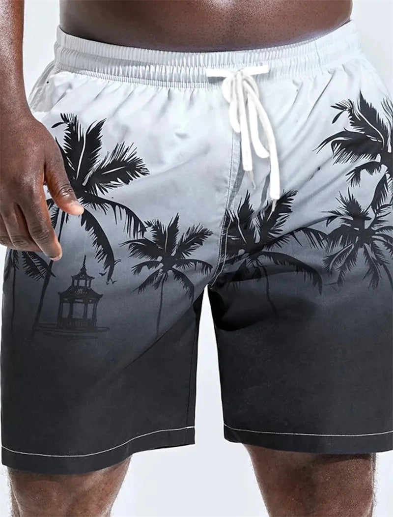 Men's Beach Shorts Fun 3D Striped Print Swim Trunks Fashion Summer Loose Casual Pants Boy Girl Unisex Gym Board Shorts