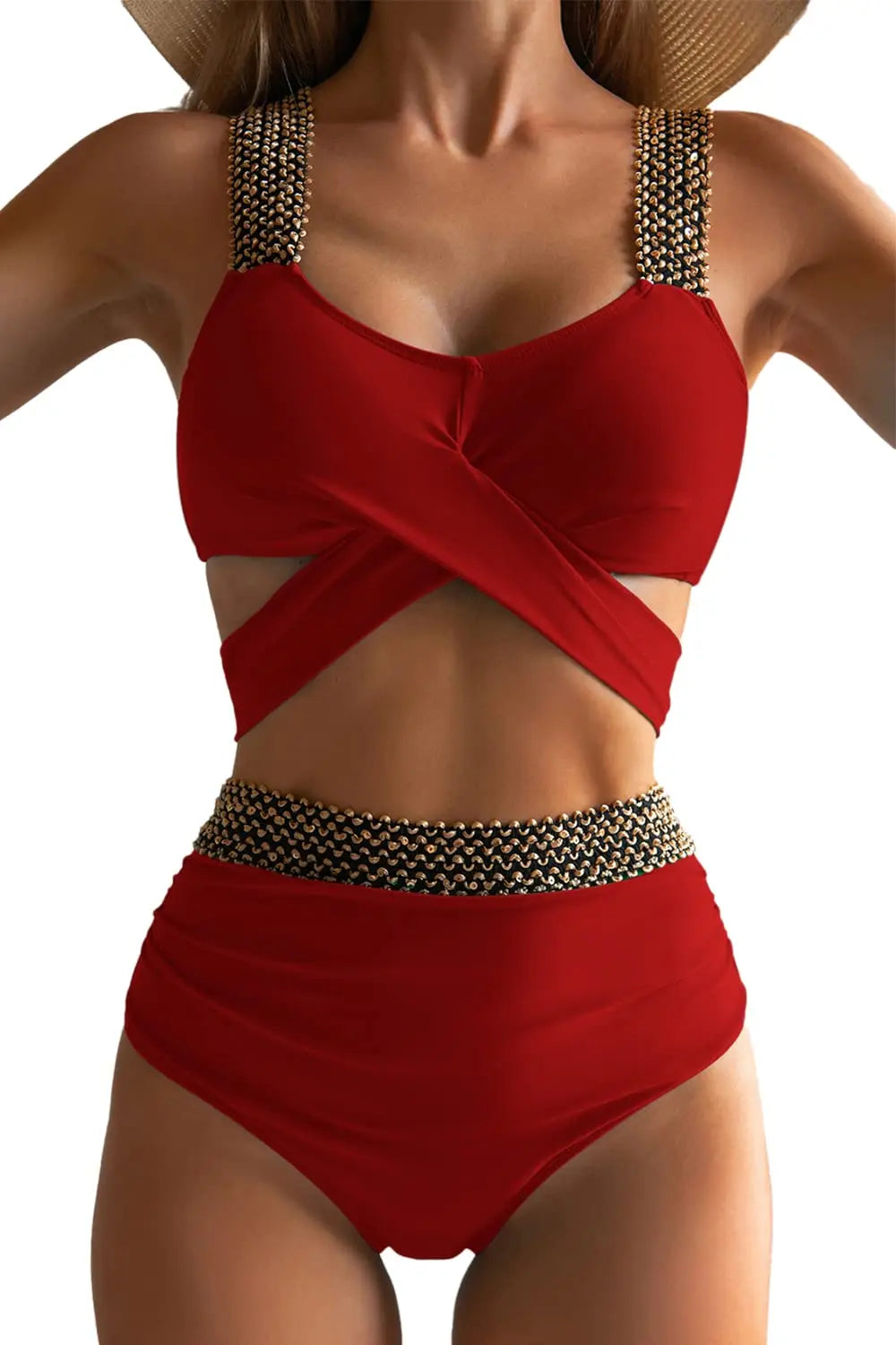 Cross High Waist Bikinis Women Black Swimwear Solid Swimsuit Female Beachwear Summer Bathers Bathing Suit Swimming