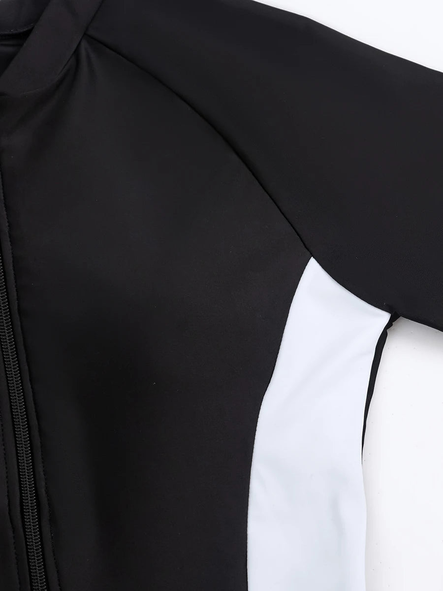 Surf Swimsuit Short Sleeve Swimwear Women Zipper One Piece Rashguard Diving Clothes Bathing Swimming Swim Suit