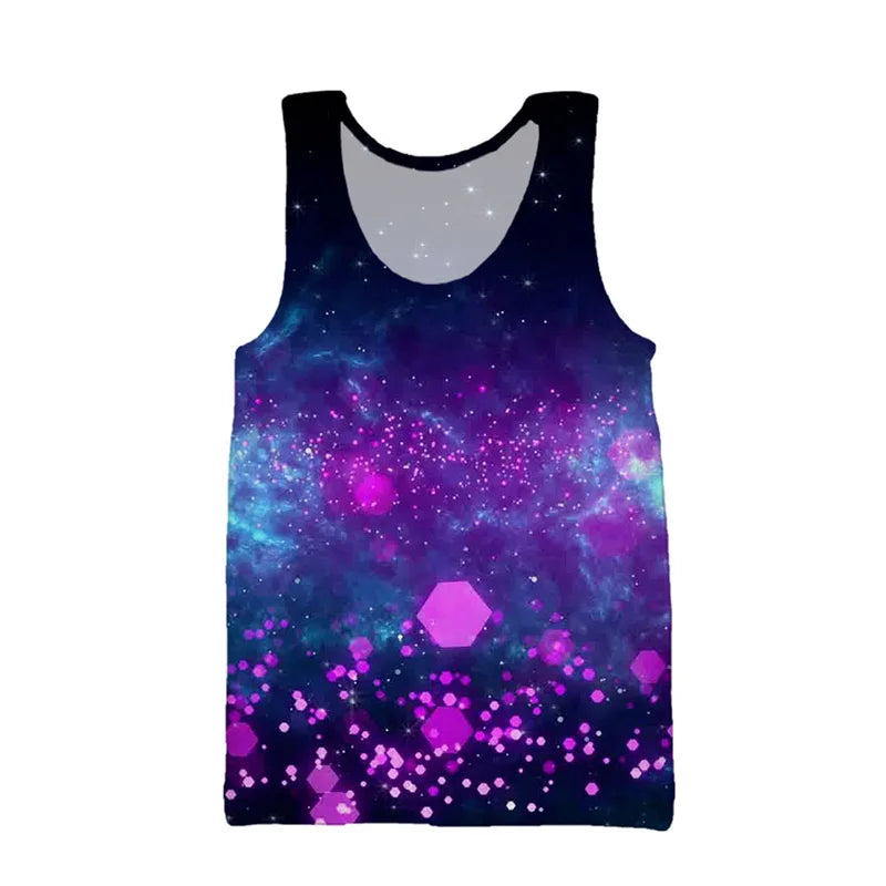 3D Printing Colorful Psychedelic Tank Top For Men Summer Street Beach T-shirt Casual Fitness Bodybuilding Gym Muscle Vest
