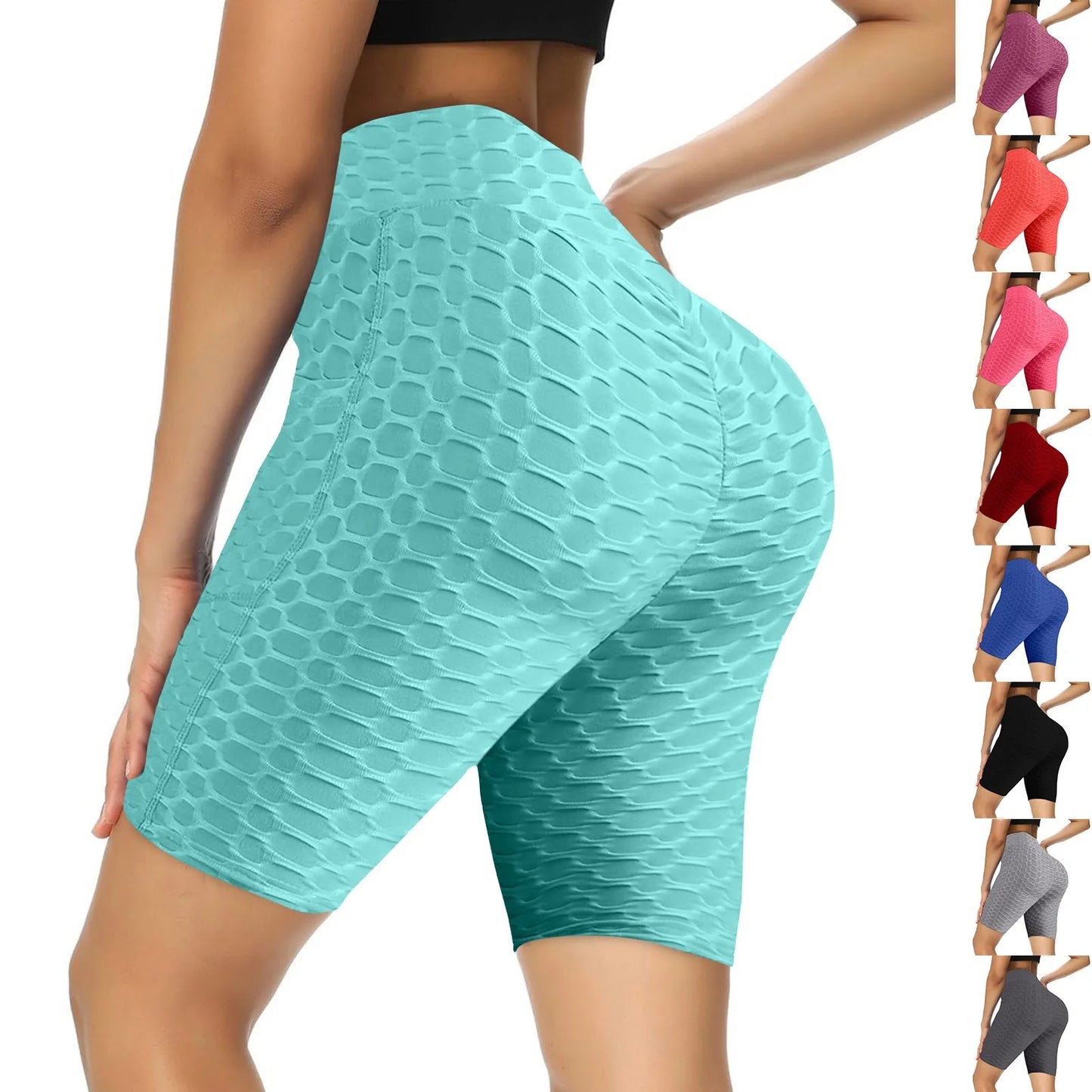 Women's Capris Yoga Fitness Peaches Buttocks Bubble Sports Leggings With Pockets Pants for Women Women’s Yoga Pants